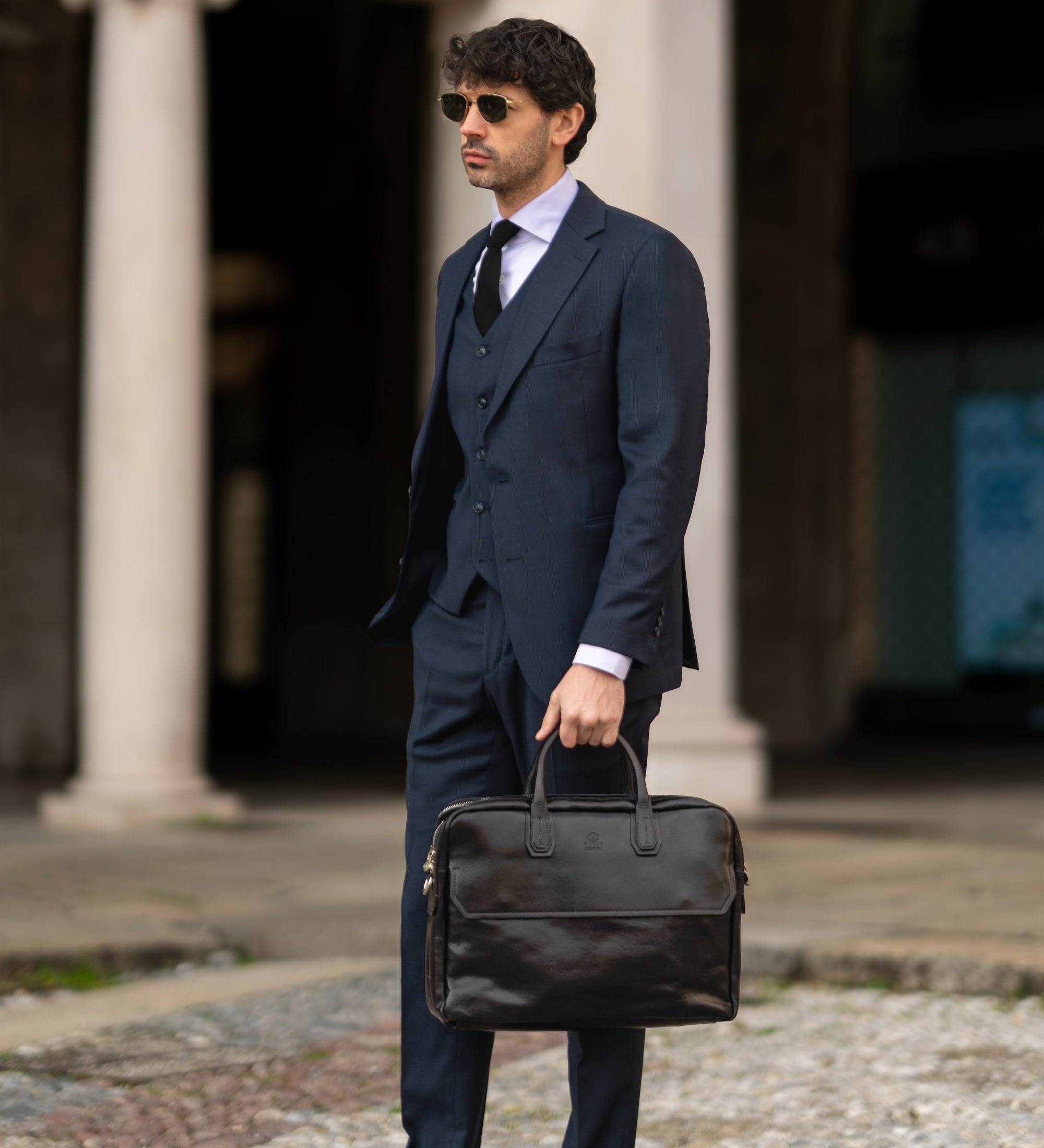 Large Leather Briefcase Laptop Bag - Nostromo