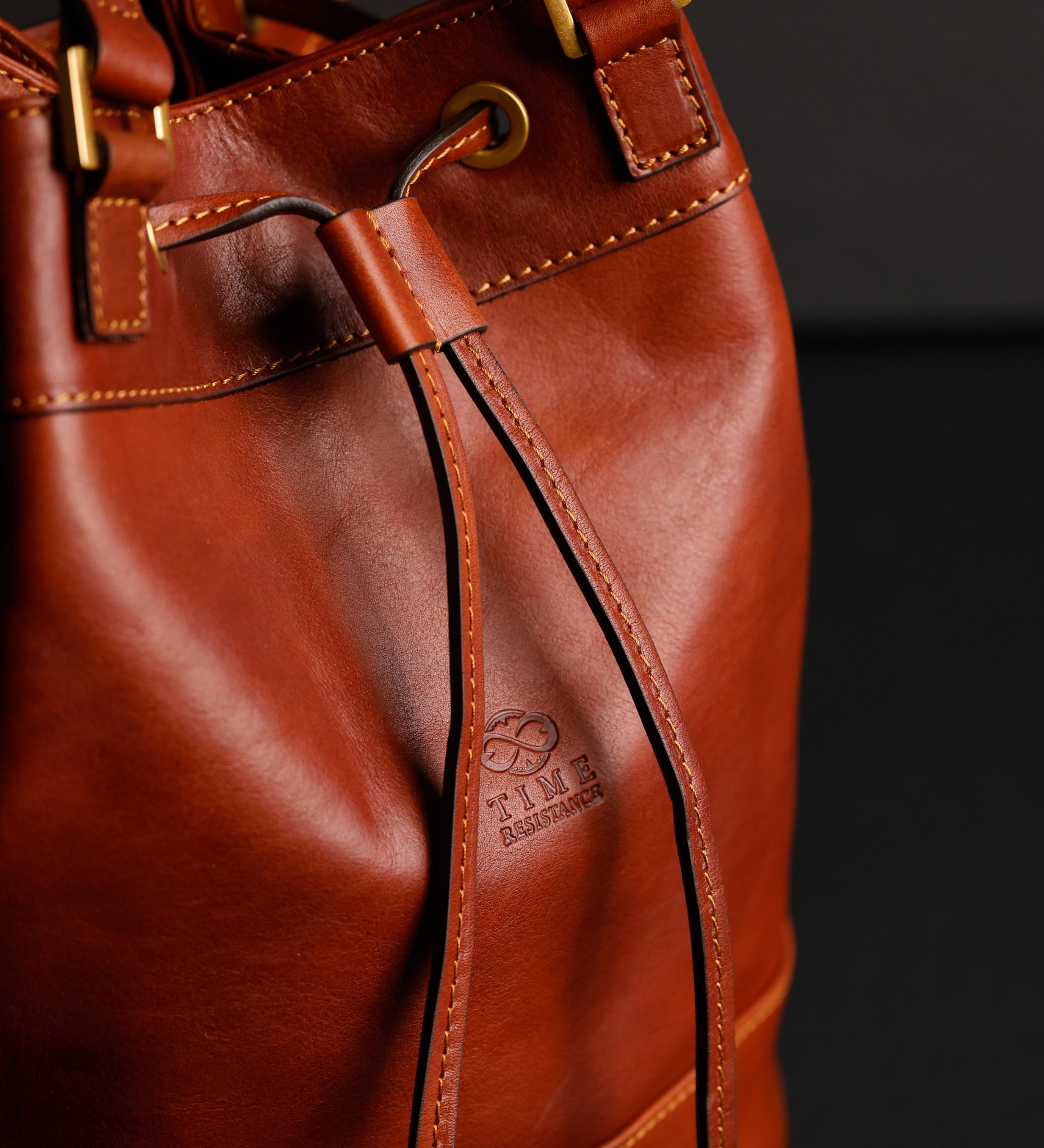 Leather Bucket Bag for Women - Light In August