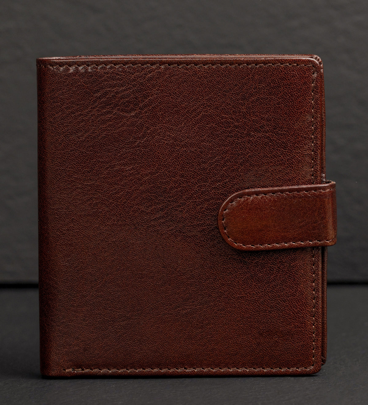 Leather Bifold Wallet with a Snap Closure - Ironweed