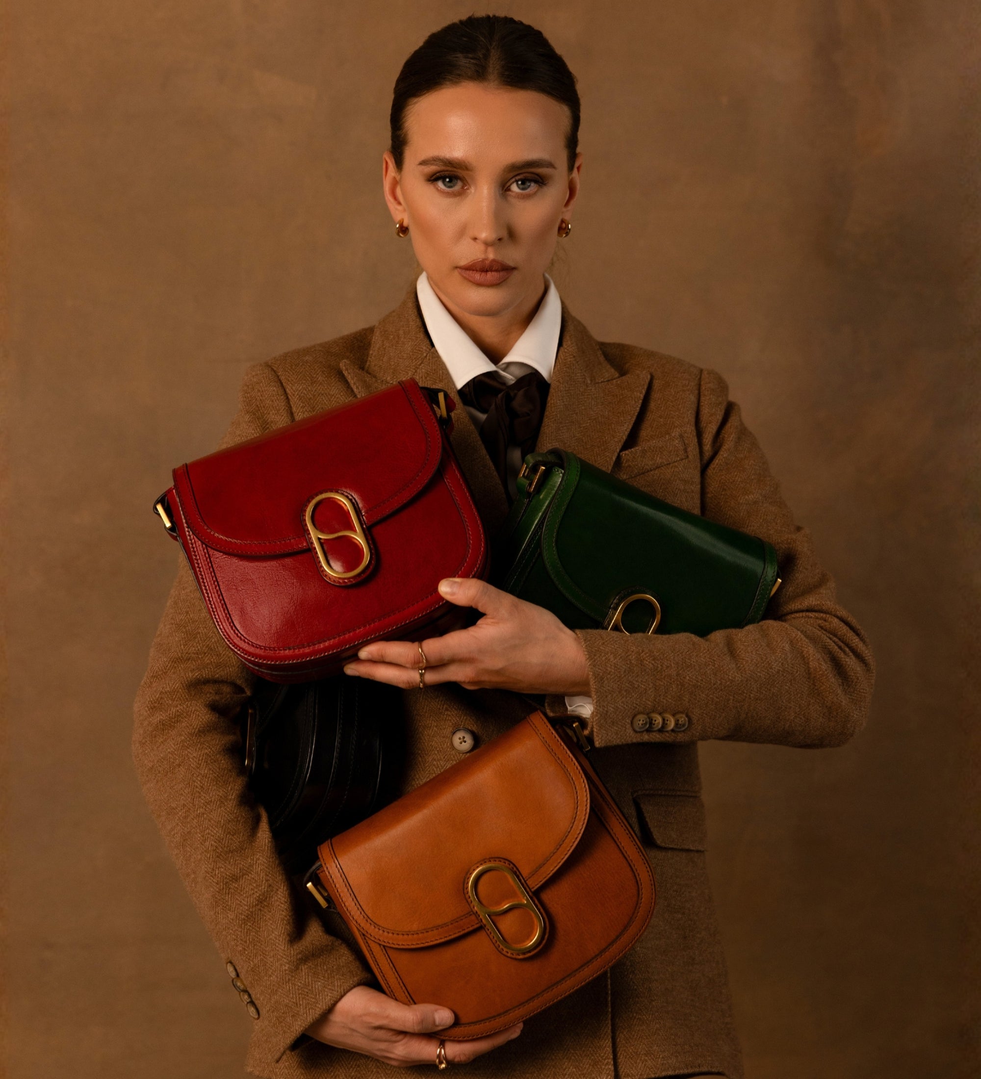 Womens Leather Saddle Bag - Villette