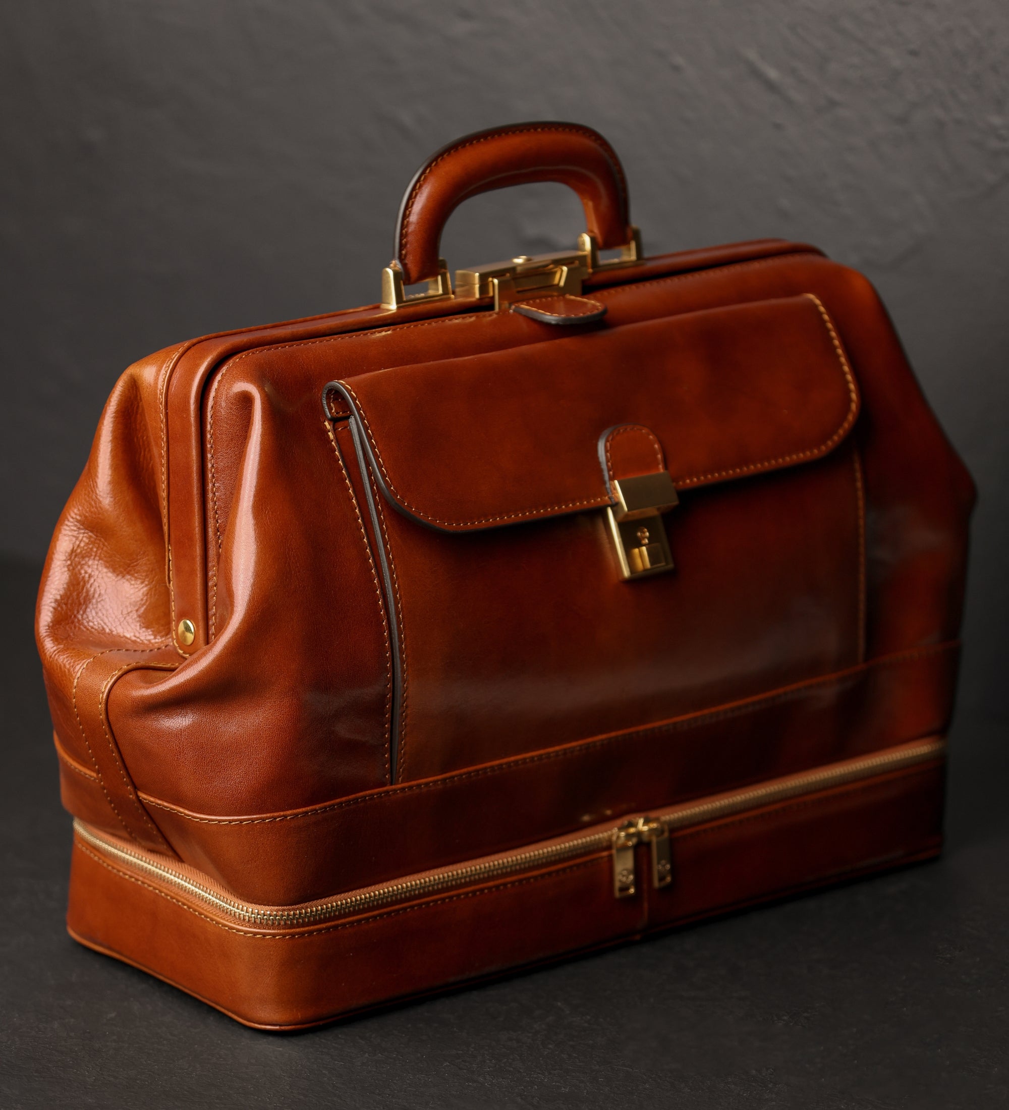 Large Italian Leather Doctor Bag - The Master and Margarita