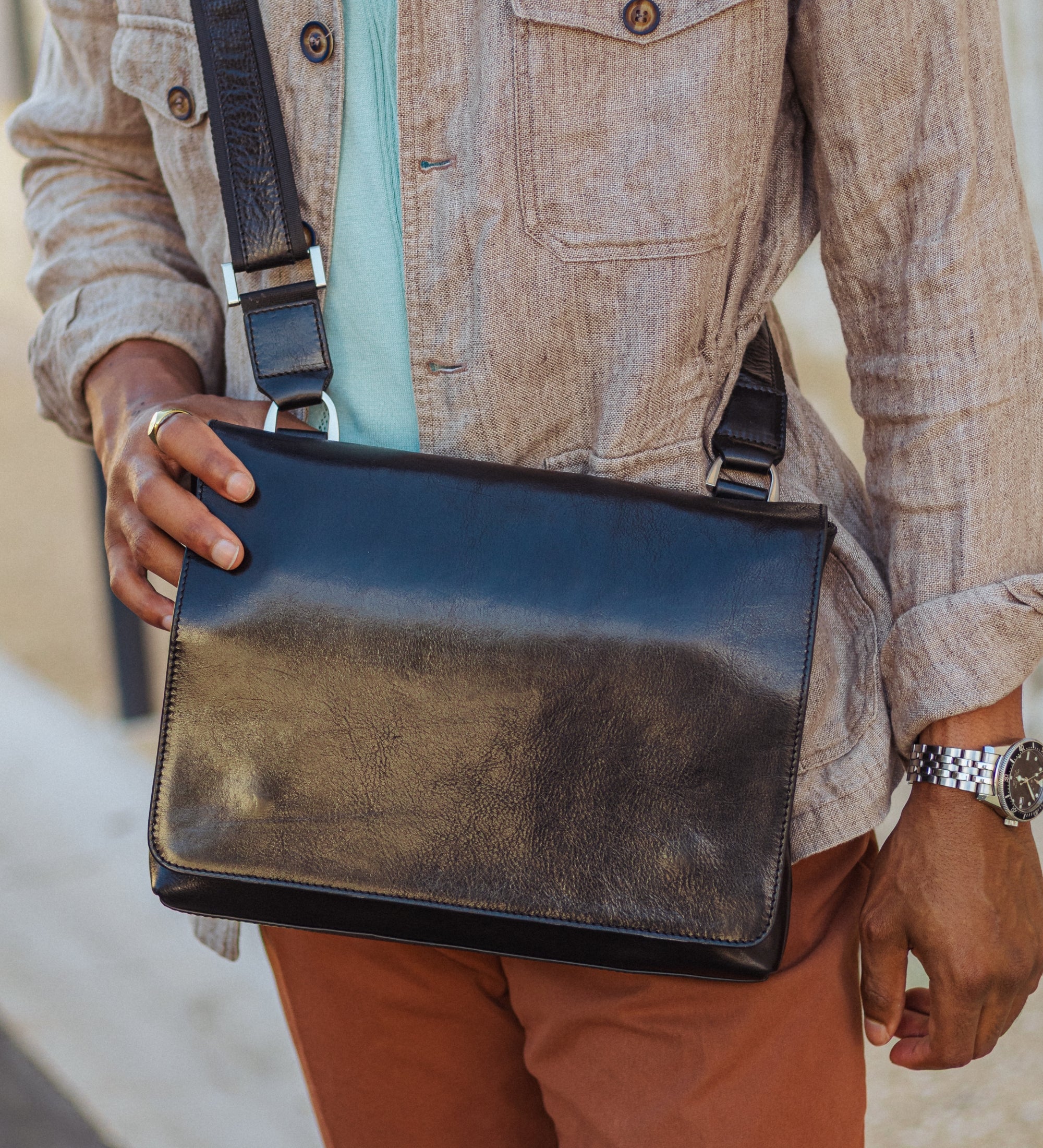 Leather Messenger Bag - A Room with a View