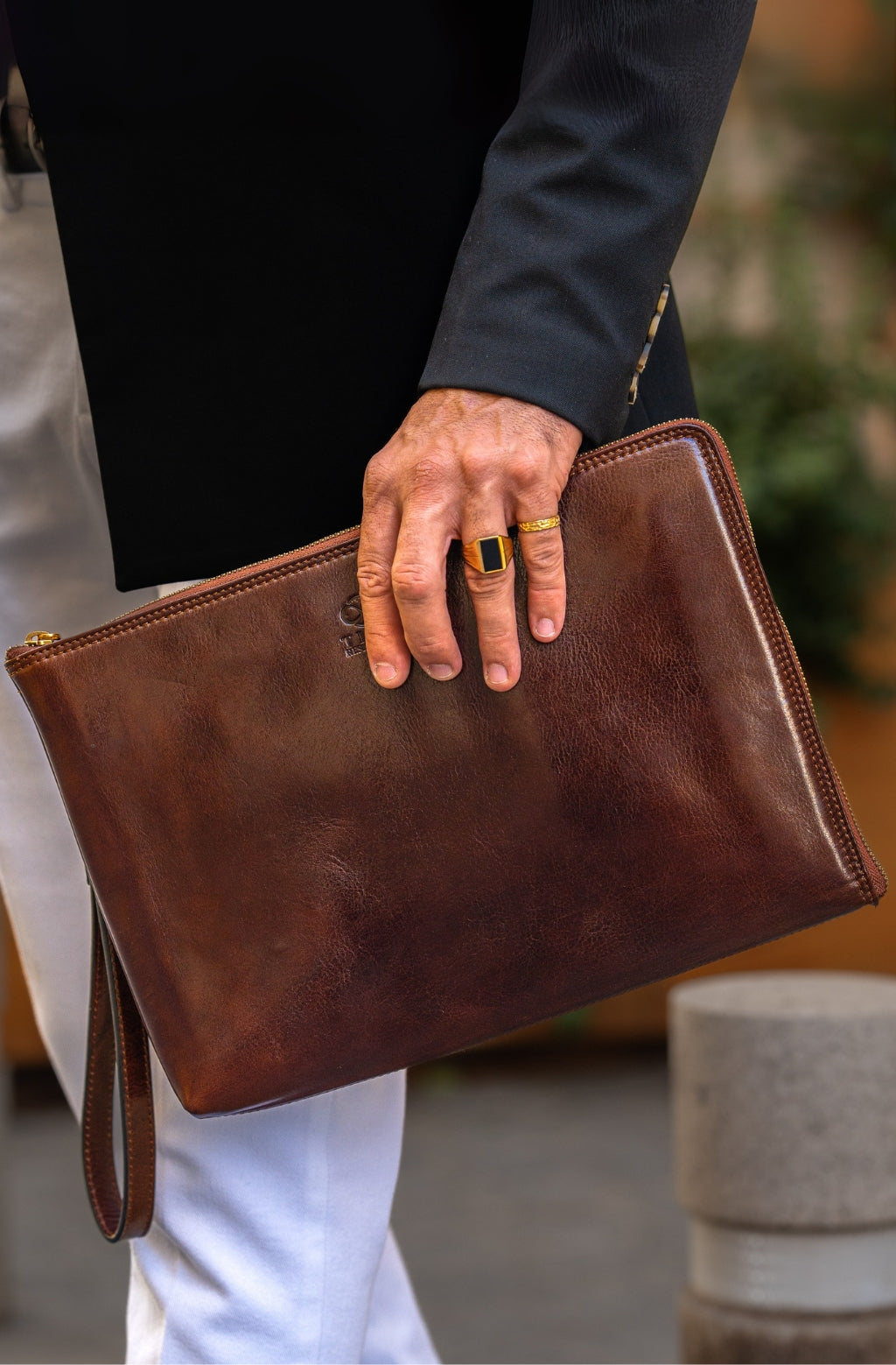 Large Leather Mens Clutch Purse - The Brothers Karamazov