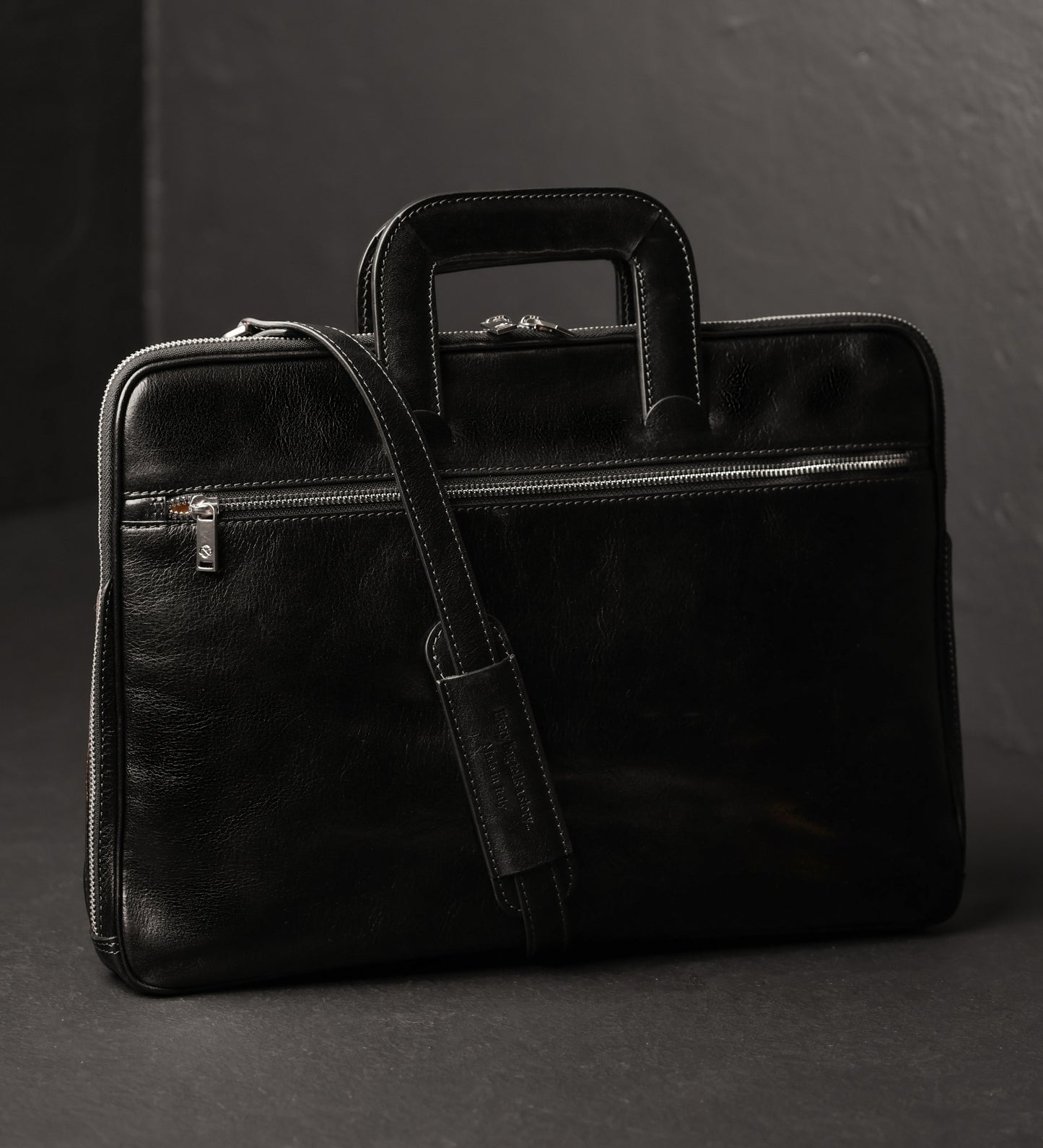 Leather Briefcase Laptop Bag - Brave New World