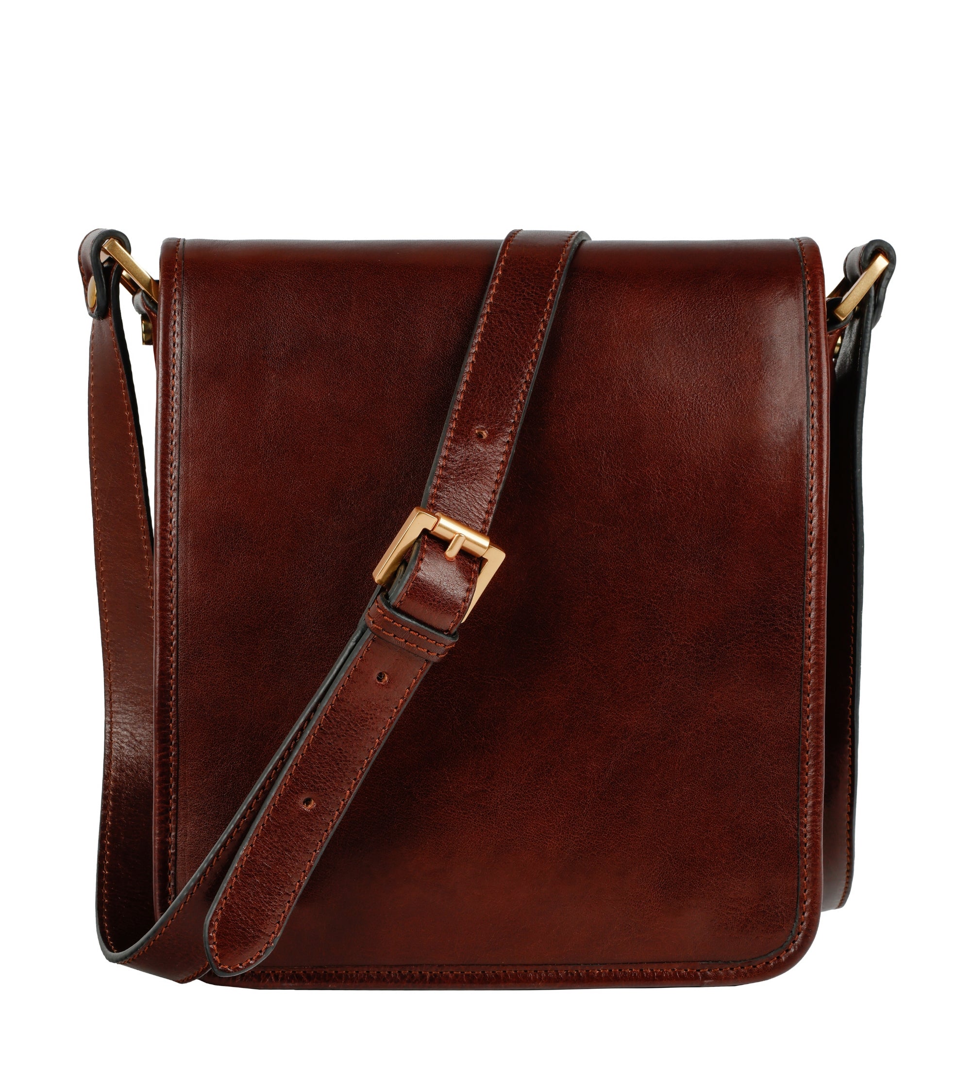 Small Leather Messenger Bag On The Road – - Main Image