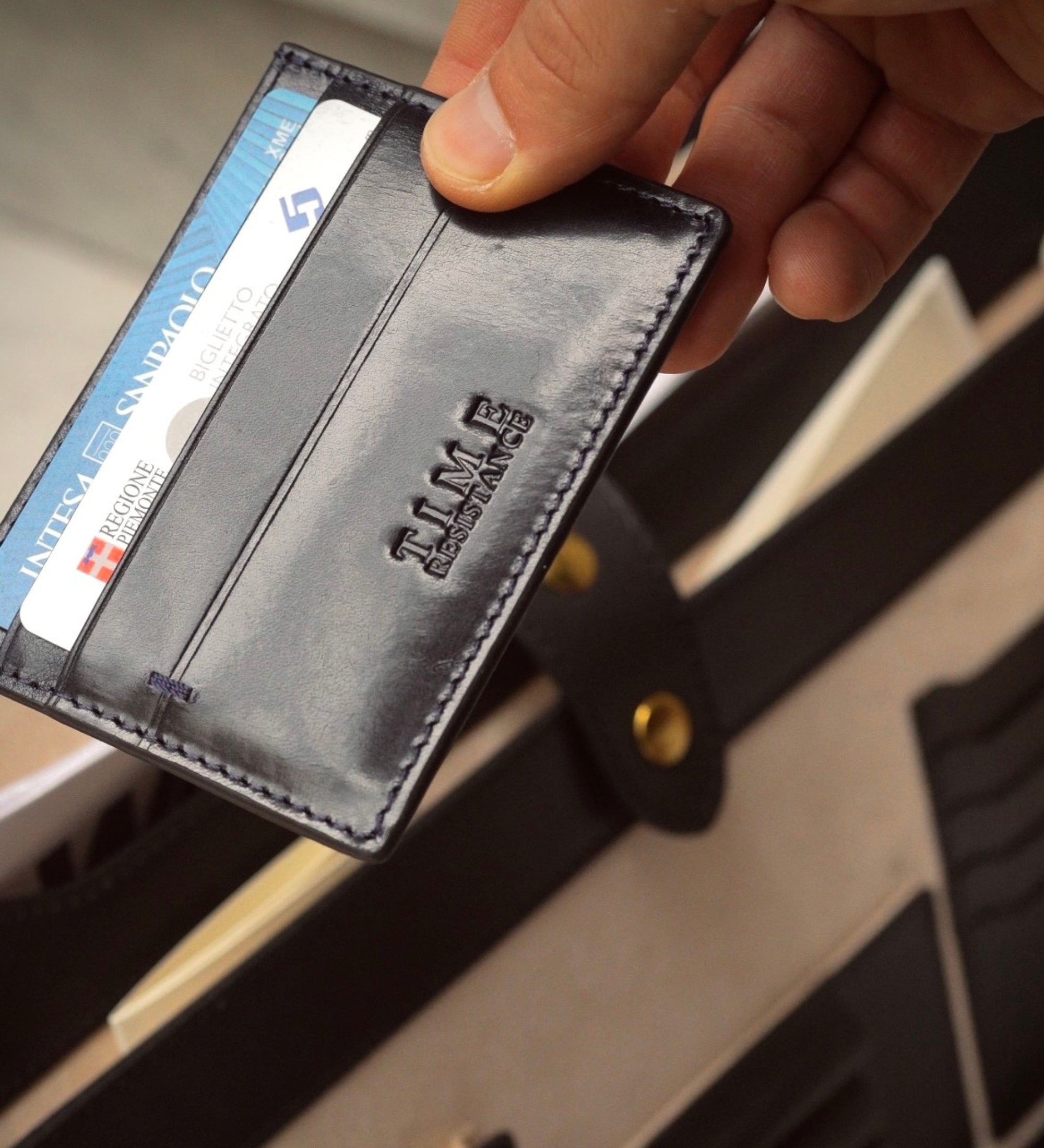 Leather Credit Card Case Business Card Case - Fireflies