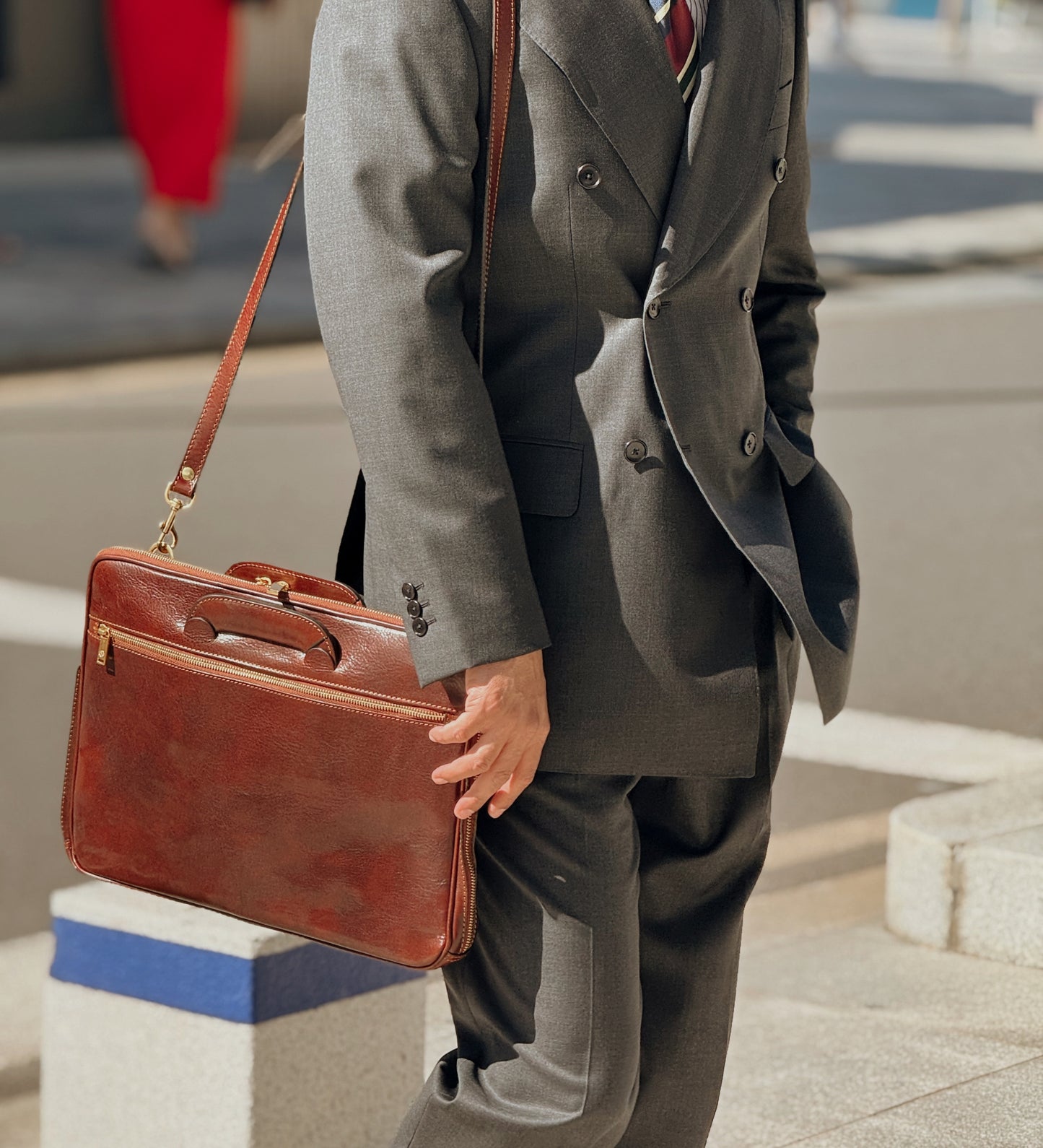 Leather Briefcase Laptop Bag - Brave New World
