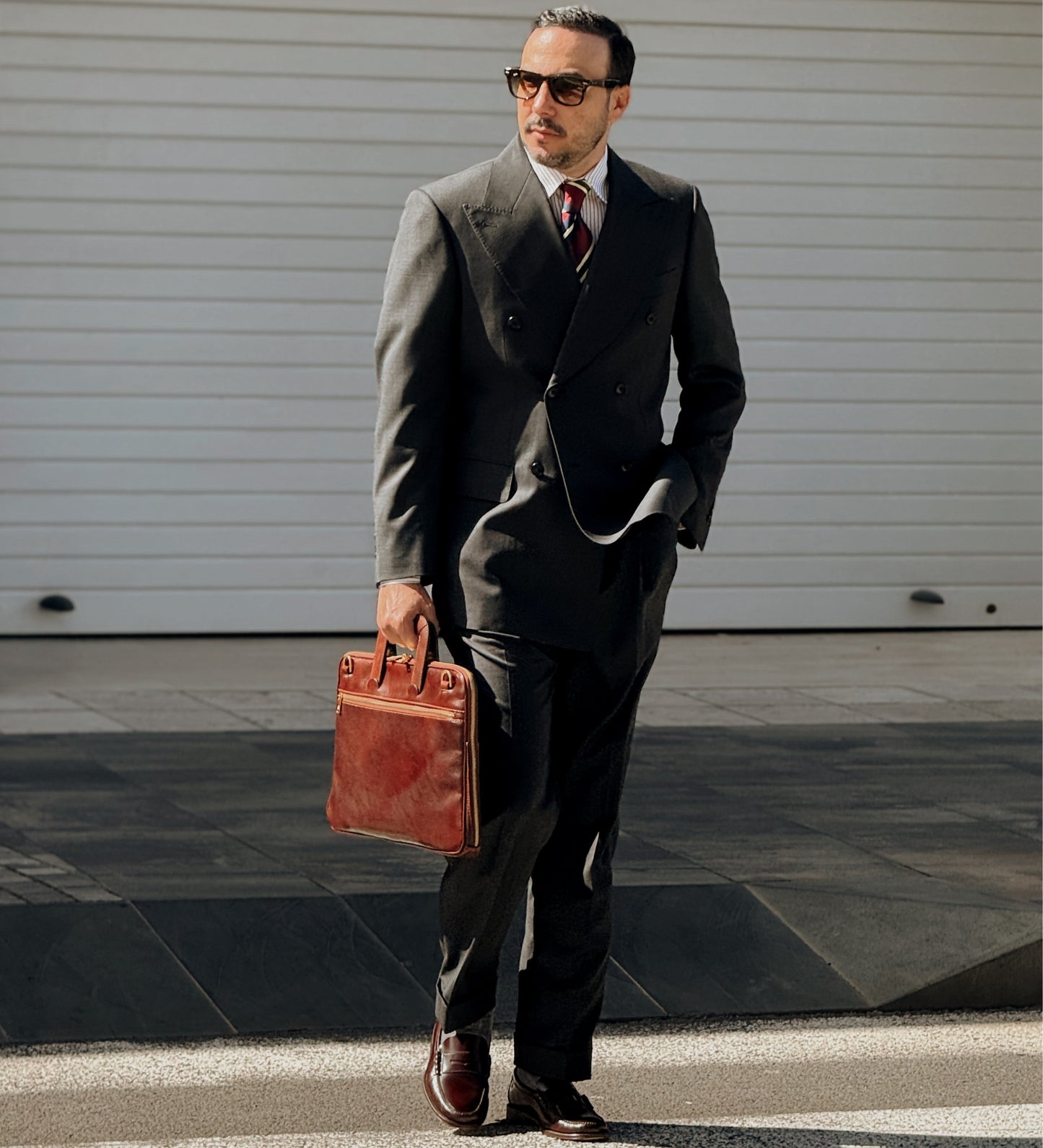 Leather Briefcase Laptop Bag - Brave New World