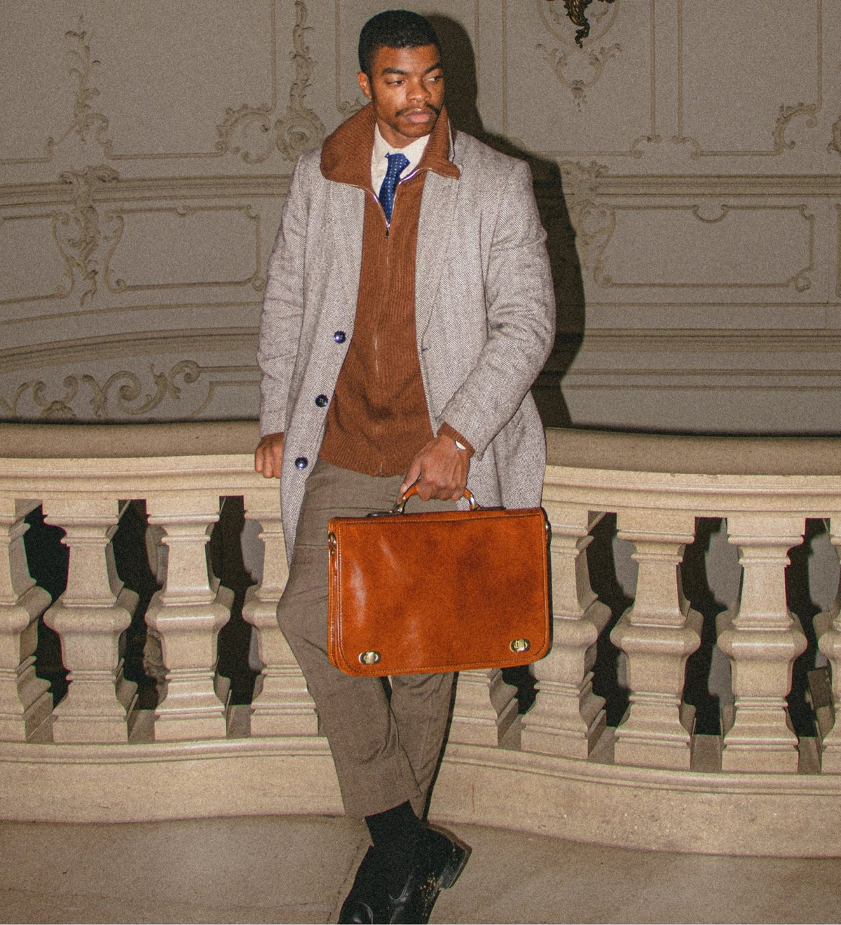 Leather Briefcase Laptop Bag - Illusions