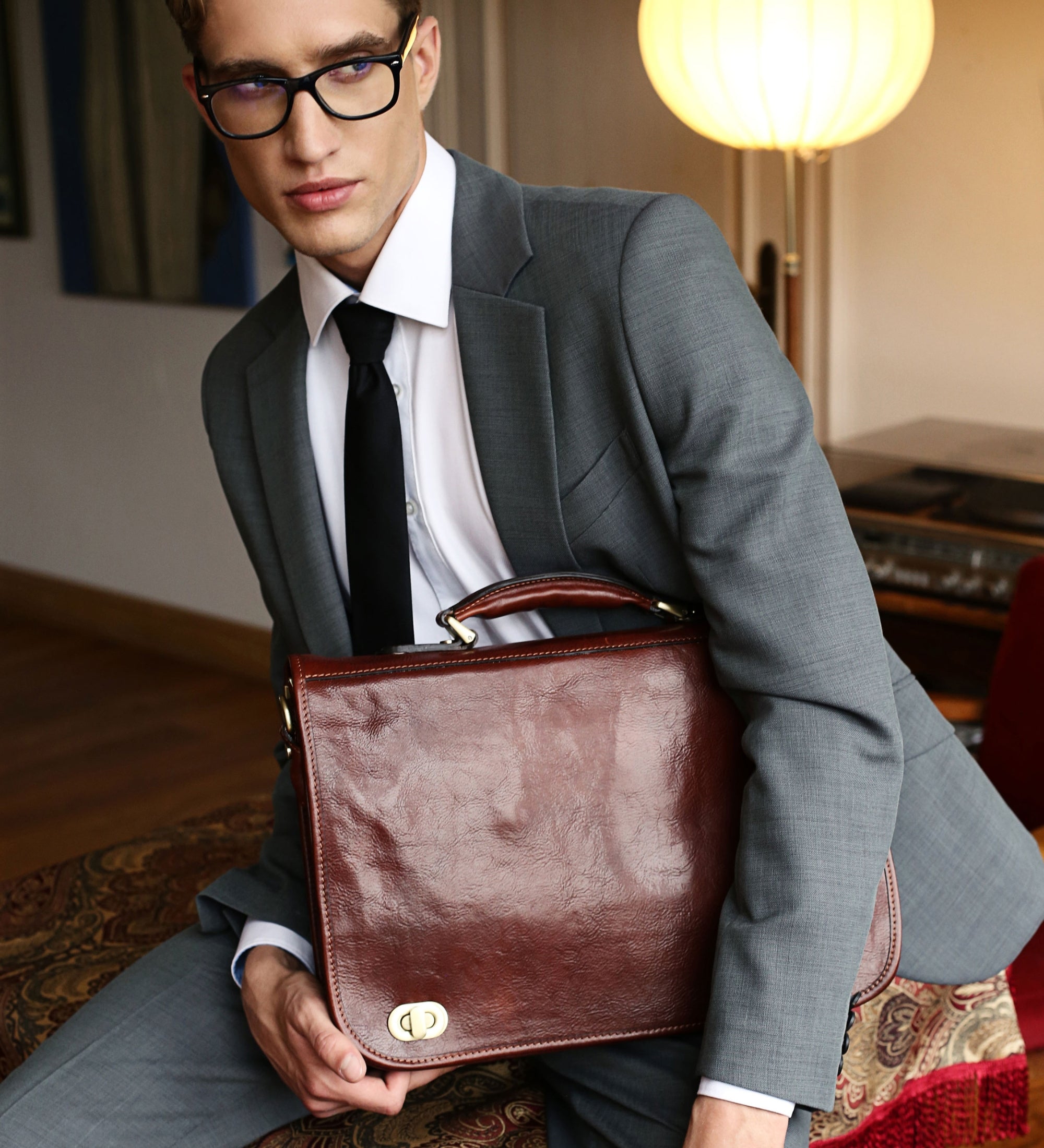 Leather Briefcase Laptop Bag Illusions –