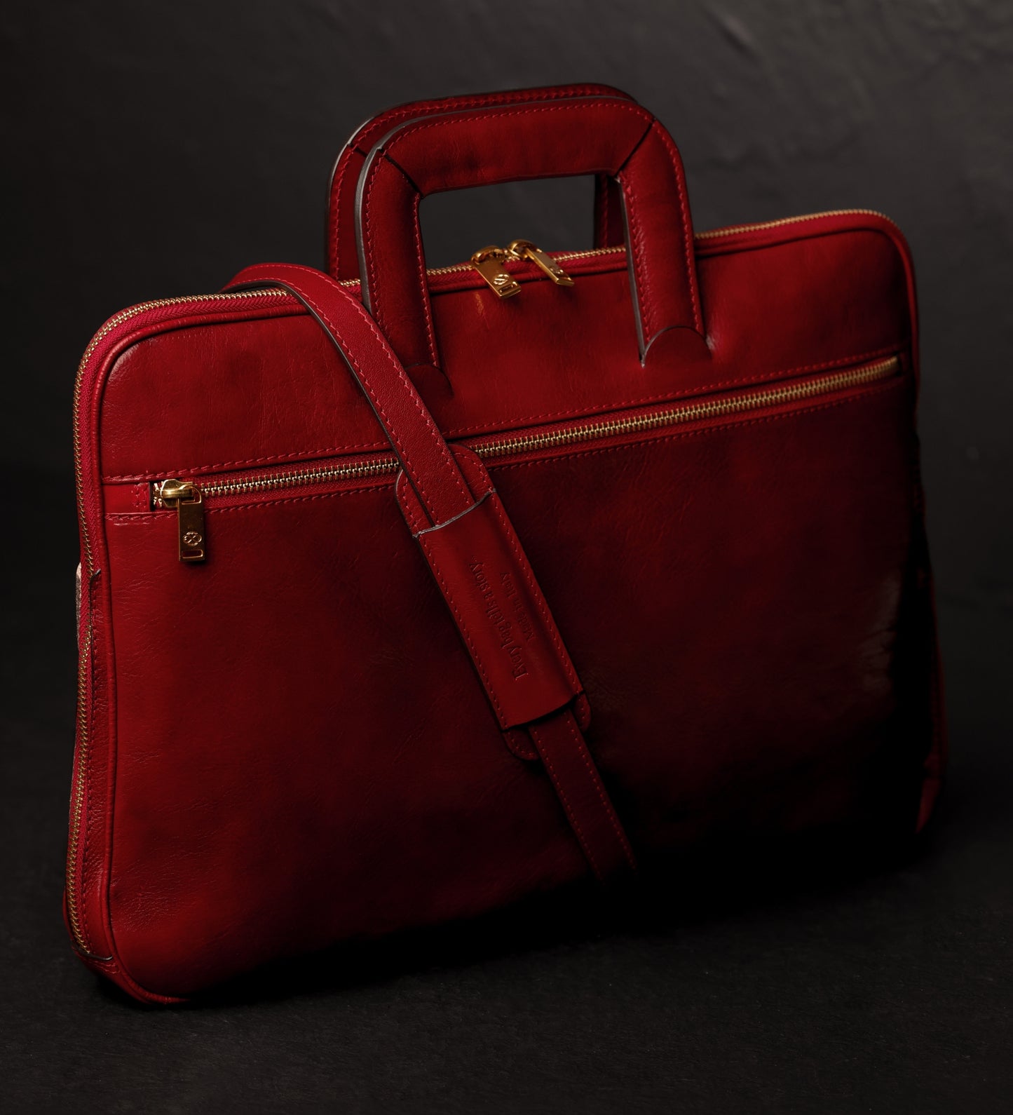 Leather Briefcase Laptop Bag - Brave New World