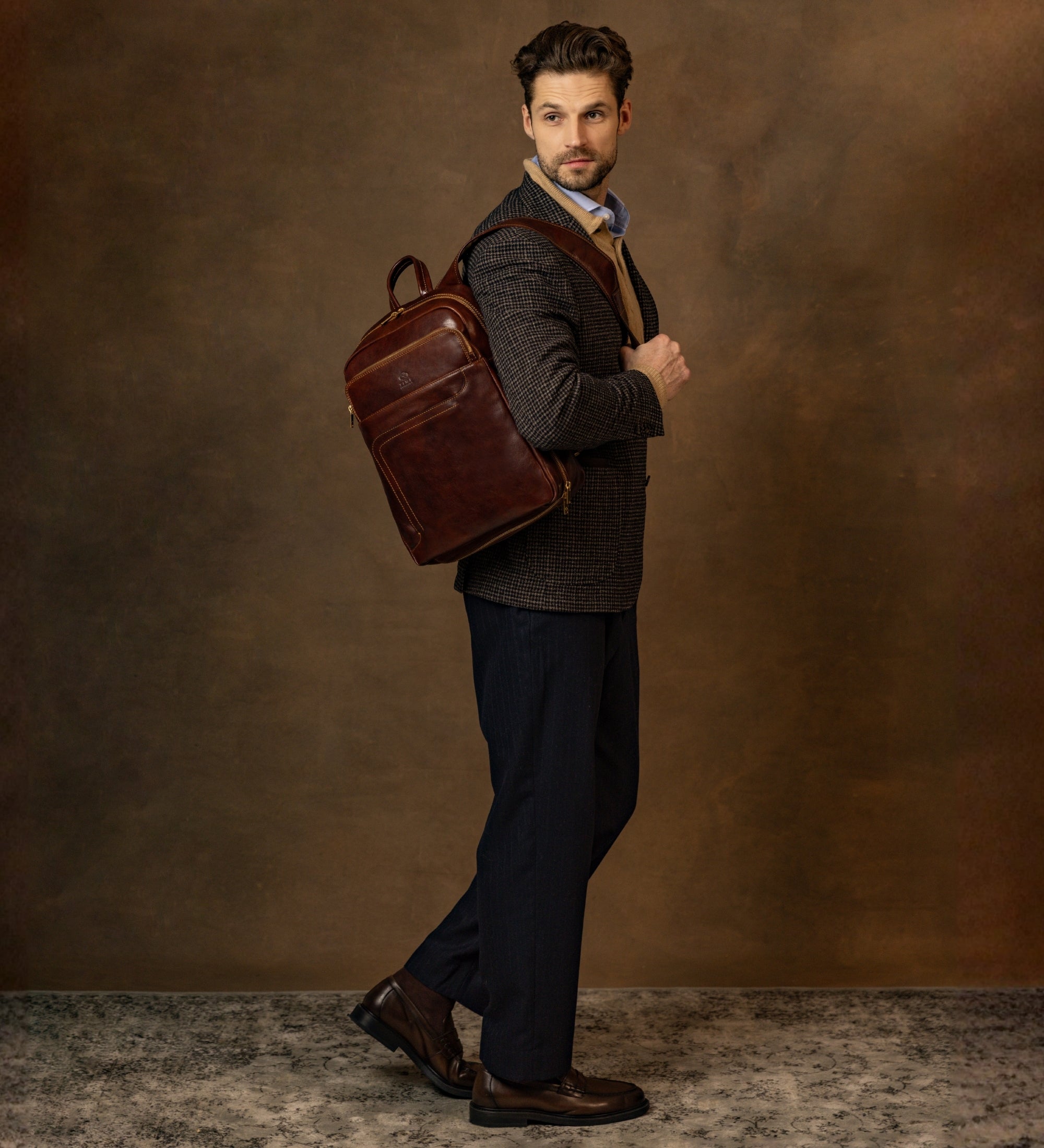 big leather backpack uk Large Leather Backpack
