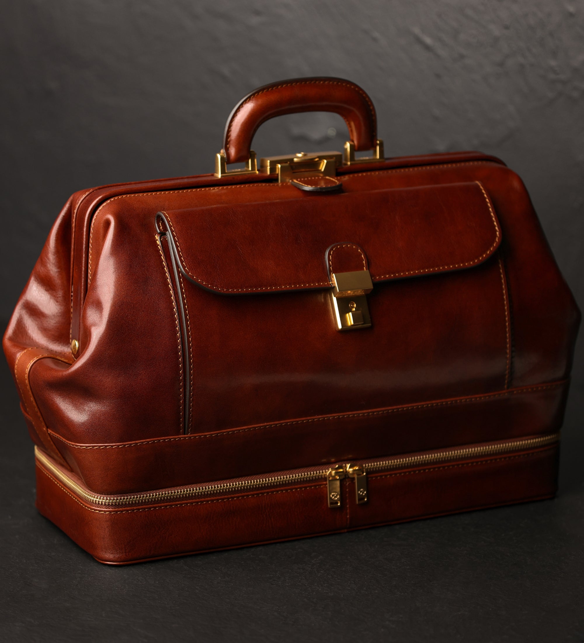 Large Italian Leather Doctor Bag - The Master and Margarita