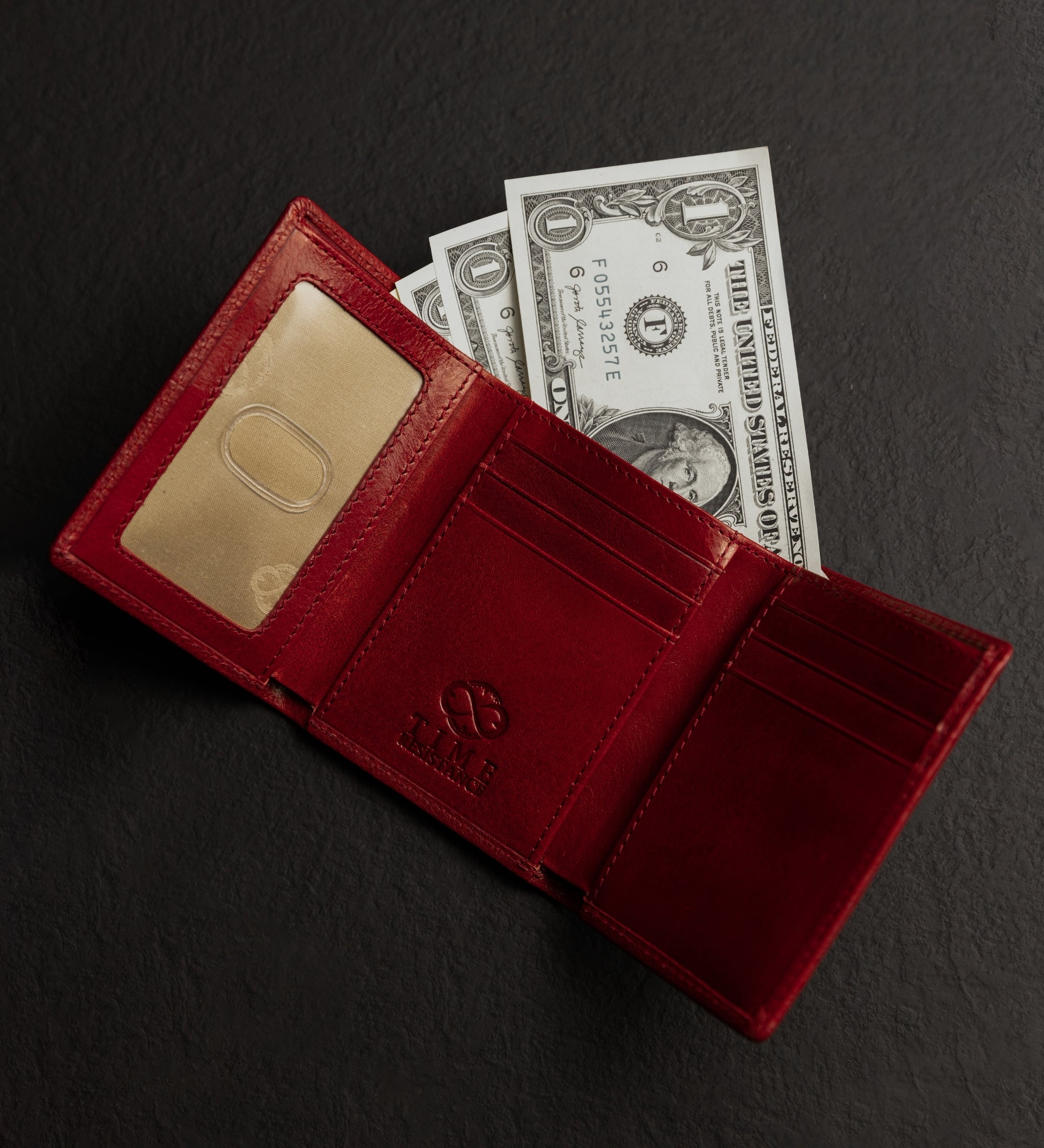 Leather Trifold Wallet - Red Harvest