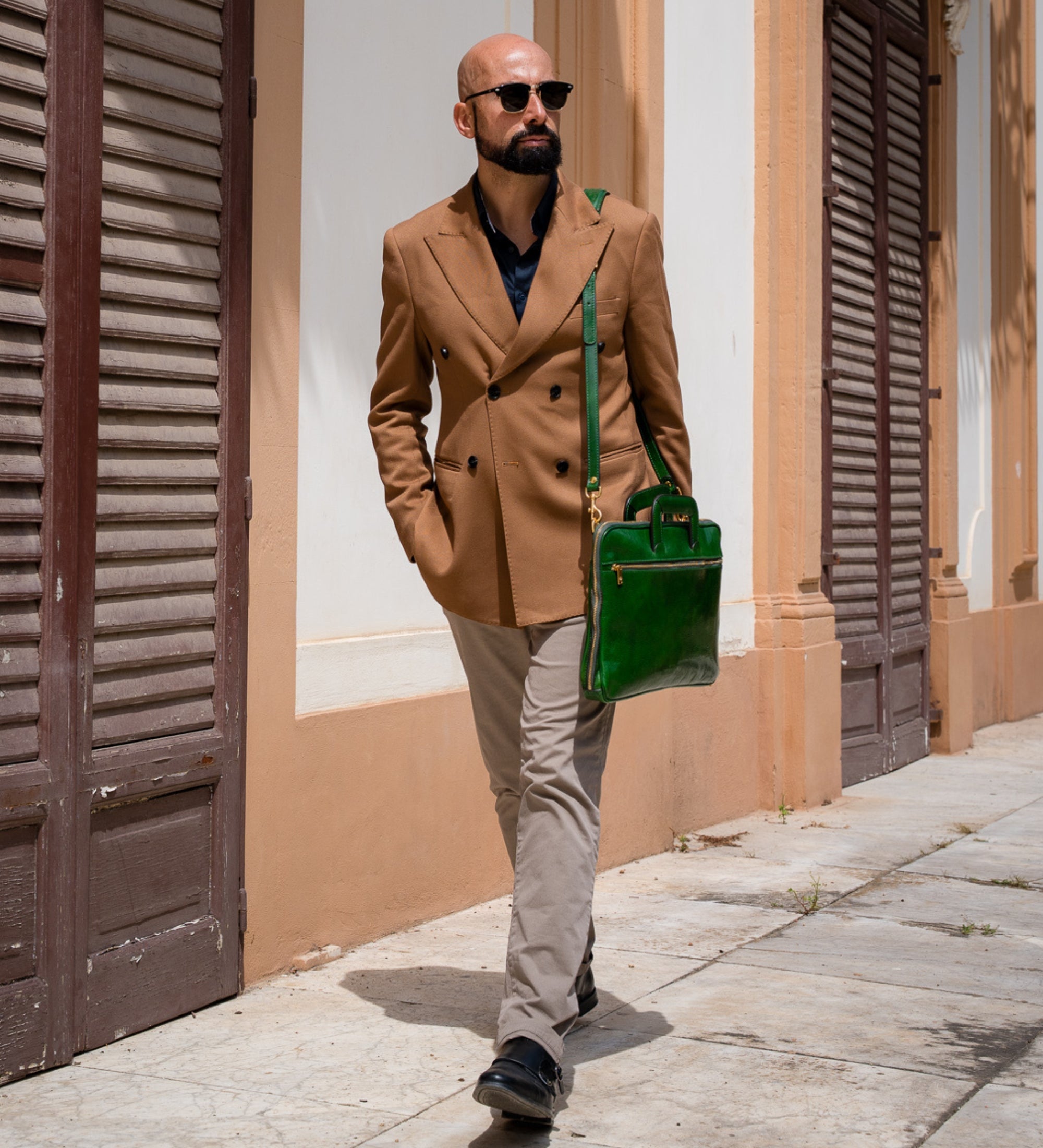 Leather Briefcase Laptop Bag - Brave New World